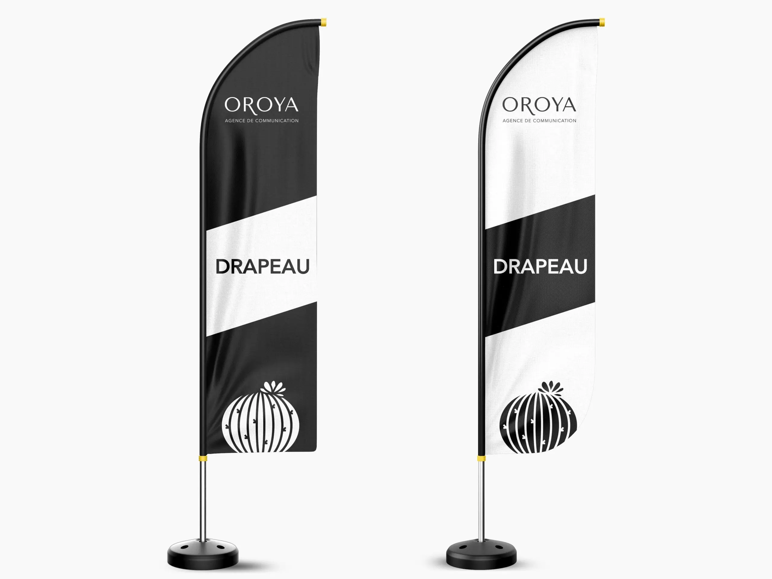 Visuel de la prestation de création de signalétique drapeau- OROYA